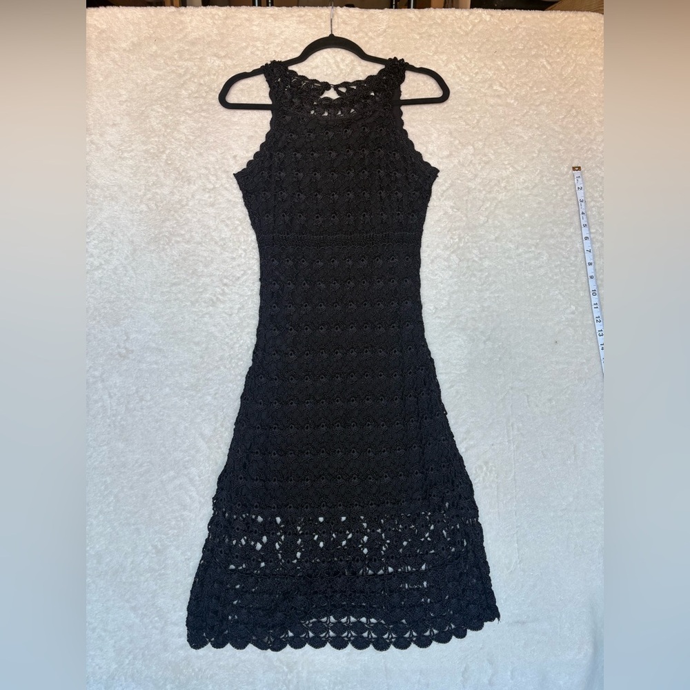 INC International Concepts Black Crochet Halter Dress Size Medium